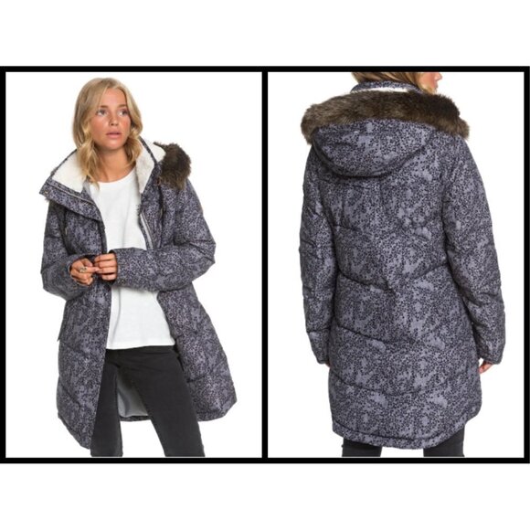 💕ROXY💕 Ellie Waterproof Snow Jacket ~ Grey Print - Picture 2 of 16